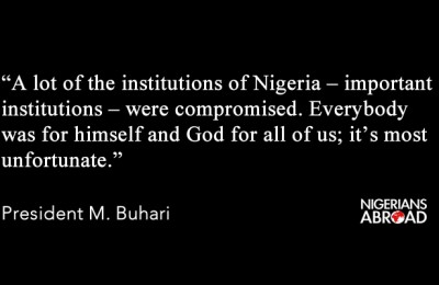 Quote card - President Buhari on corrupt institution